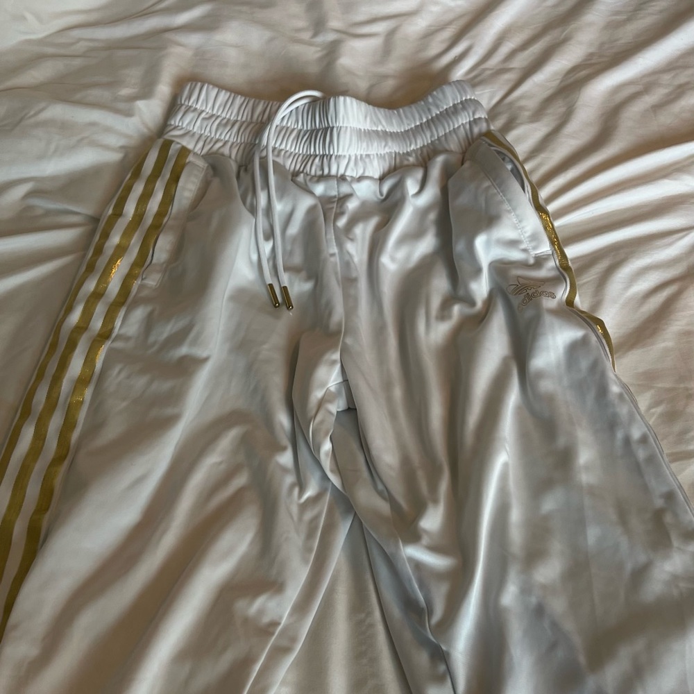 Adidas white and Gold pants